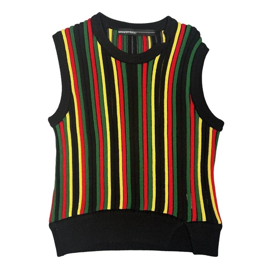 NWOT Spencer Badu Men's Multicolor Striped Vest Sz: XXS - Picture 3 of 10